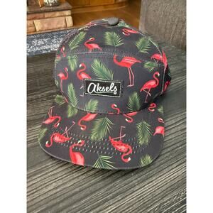 Aksels Pink Flamingo 5 Panel Camper SnapBack Adjustable Flat Brim Hat